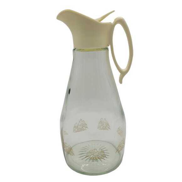 Vintage Log Cabin Syrup Pitcher with Golden Eagle Logo EUC - Picture 2 of 9